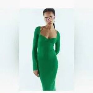 H &M Bodycon Green Sweater Dress
